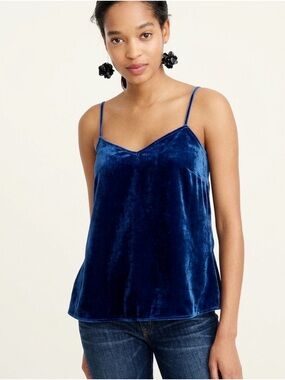 J. Crew Blue 💙 Velvet Camisole Top shown in black. Size 6p #900